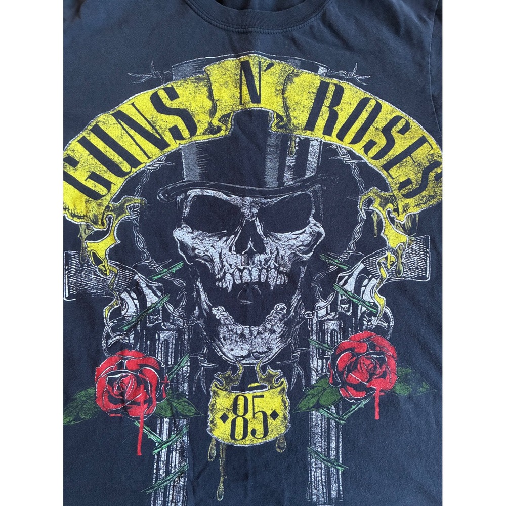 Guns N Roses Skull Top Hat Roses Guns‎ Graphic T Shirt Black Mens Size Medium - Picture 2 of 5